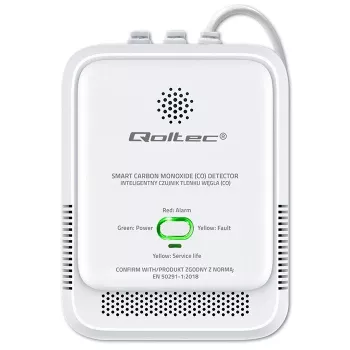Detetor de CO QOLTEC 52576 – sensor de monóxido de carbono, alarme de 85 dB