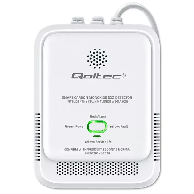Detetor de CO QOLTEC 52576 – sensor de monóxido de carbono, alarme de 85 dB