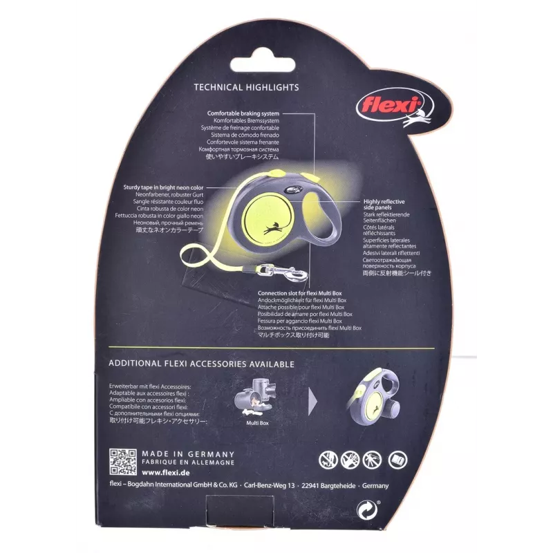 FLEXI new Neon L – trela retrátil – 5 m