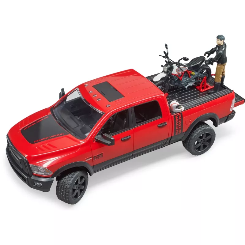 Dodge RAM 2500 Power Wagon com atrelado e mota Ducati 02502 BRUDER