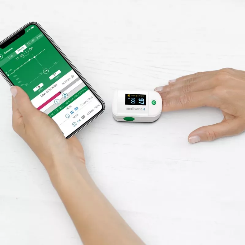 Medisana PM 100 Connect oxímetro de pulso, cinzento/branco
