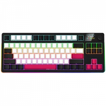 LORGAR KBP70TKLW, Teclado de gaming mecânico TKL sem fios Pro, preto/vermelho, layout EN