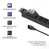 Qoltec 53999 Régua de tomadas PDU para rack de 19 polegadas, 1U, 8x IEC C13, 10 A, com disjuntor, 2 m