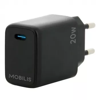 Mobilis - fonte de alimentação - rápida - 20 Watt - PD/PPS (24 pin USB-C) - preta - Europa (001361)