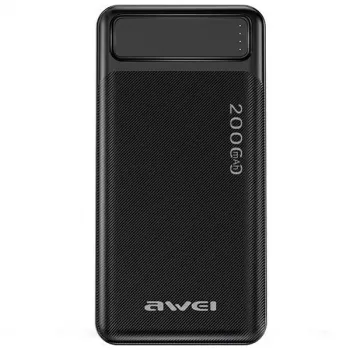 Powerbank portátil AWEI P6K 20000mAh preto 2xUSB/PD/Micro-USB