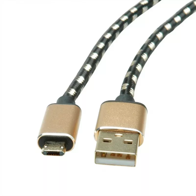 ROLINE 11.02.8819 Cabo USB 0,8 m USB 2.0 USB C Micro-USB B preto - dourado (11.02.8819)