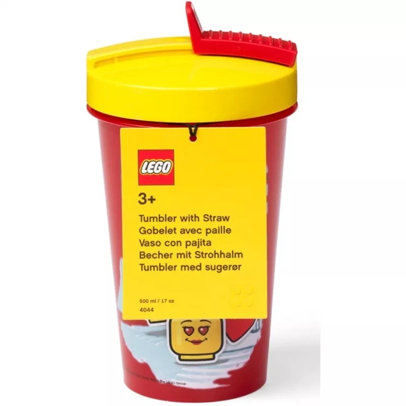Copo com palhinha Room Copenhagen LEGO Iconic Girl Bright Red 500 ml (vermelho/amarelo)