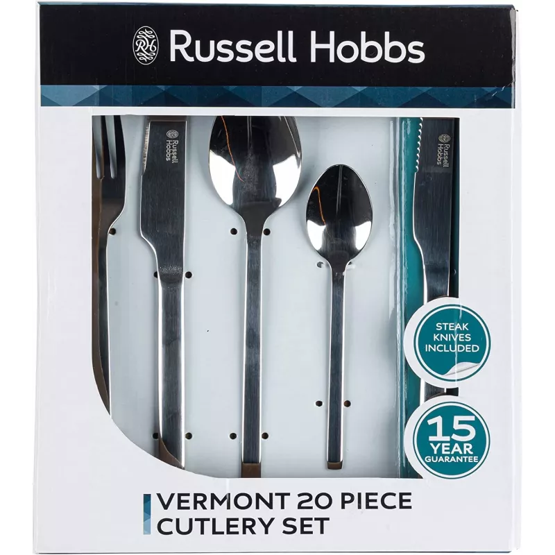 Conjunto de talheres Russell Hobbs RH00855EU — serviço de 20 peças em aço inoxidável