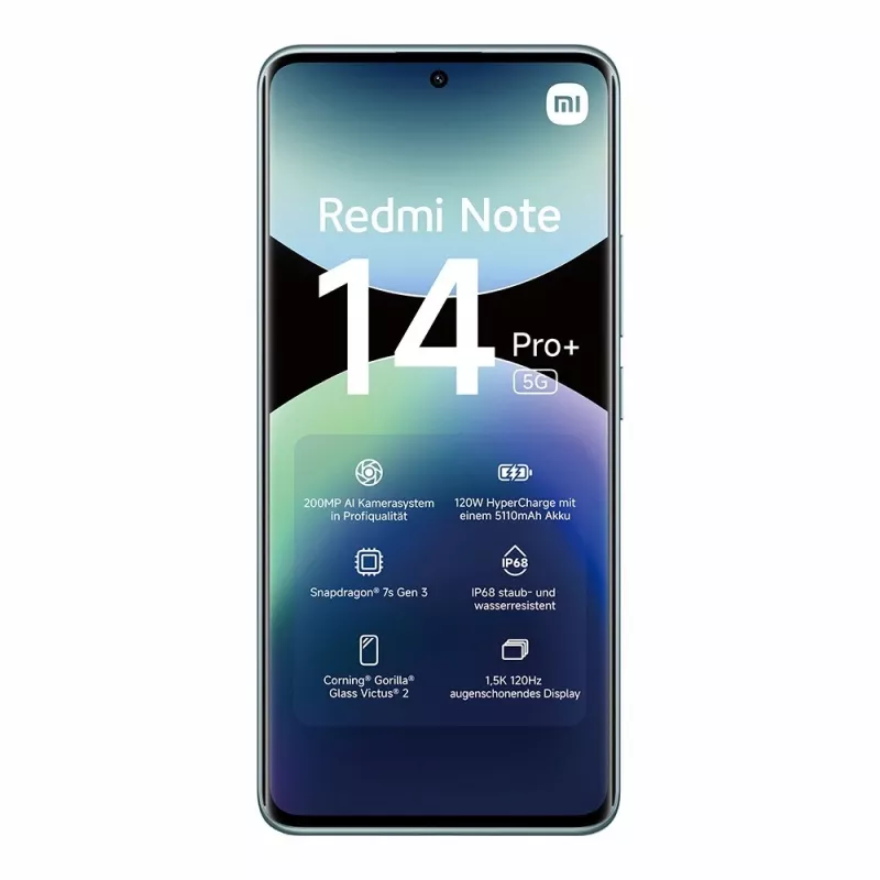 Smartphone Xiaomi Redmi Note 14 Pro+ 5G — 6,67 polegadas AMOLED, 8 GB RAM, 256 GB, 200 MP, IP68, 5110 mAh