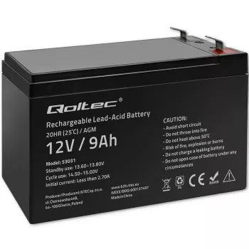 Bateria UPS QOLTEC 53031 12V 9Ah verde, 152×94×65 mm, 2,35 kg