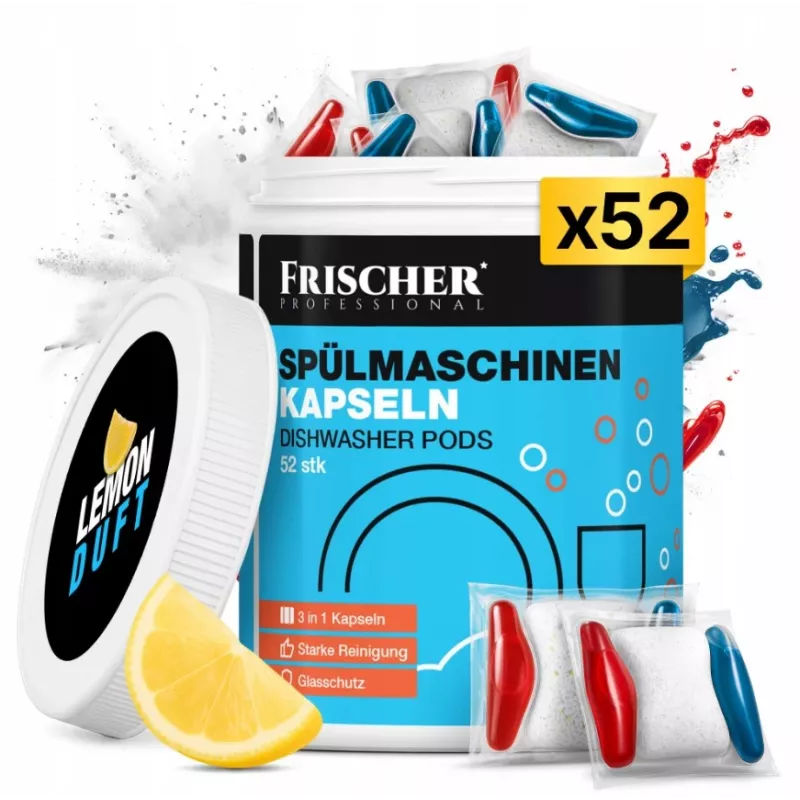 Cápsulas para máquina de lavar loiça 3 em 1 Frischer, 52 unid.
