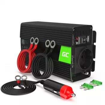 Inversor Grün Cell INV03DE, 12V para 230V, 500 W, 50 Hz, saída 30 A, preto