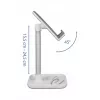 Suporte telescópico DeLOCK para smartphone e tablet com prateleira, prateado/branco