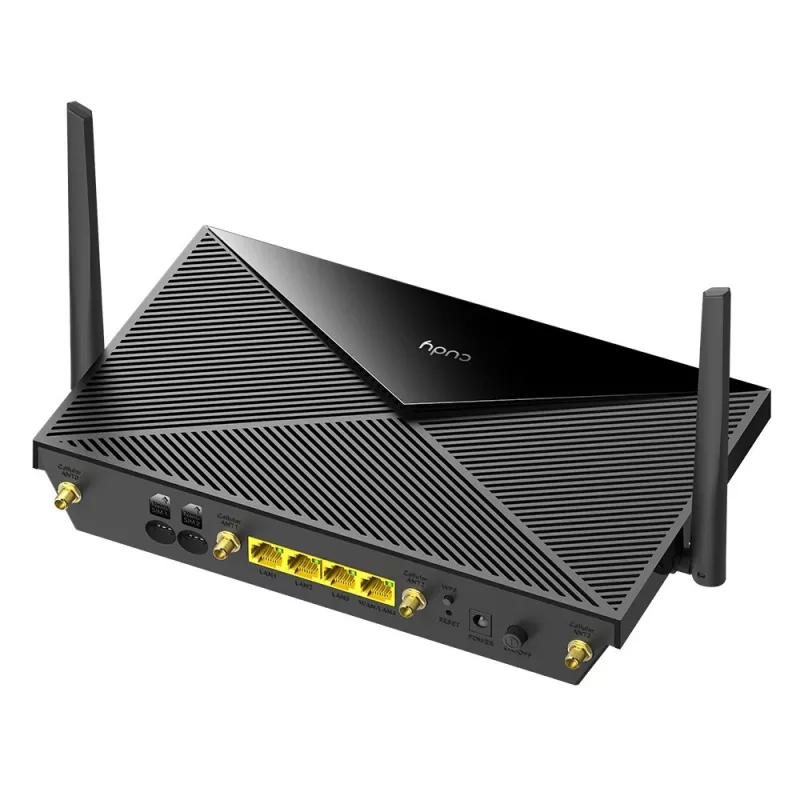 Router WiFi de mesa Cudy P5 — Dualband Wi‑Fi 6, 5G Sub6, Dual NanoSIM, Gigabit Ethernet, 6 antenas removíveis, 256 MB RAM