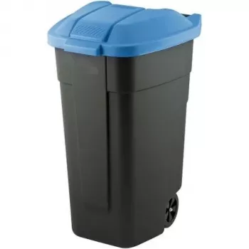 Curver Caixote do lixo preto 110 L / TAMPA azul