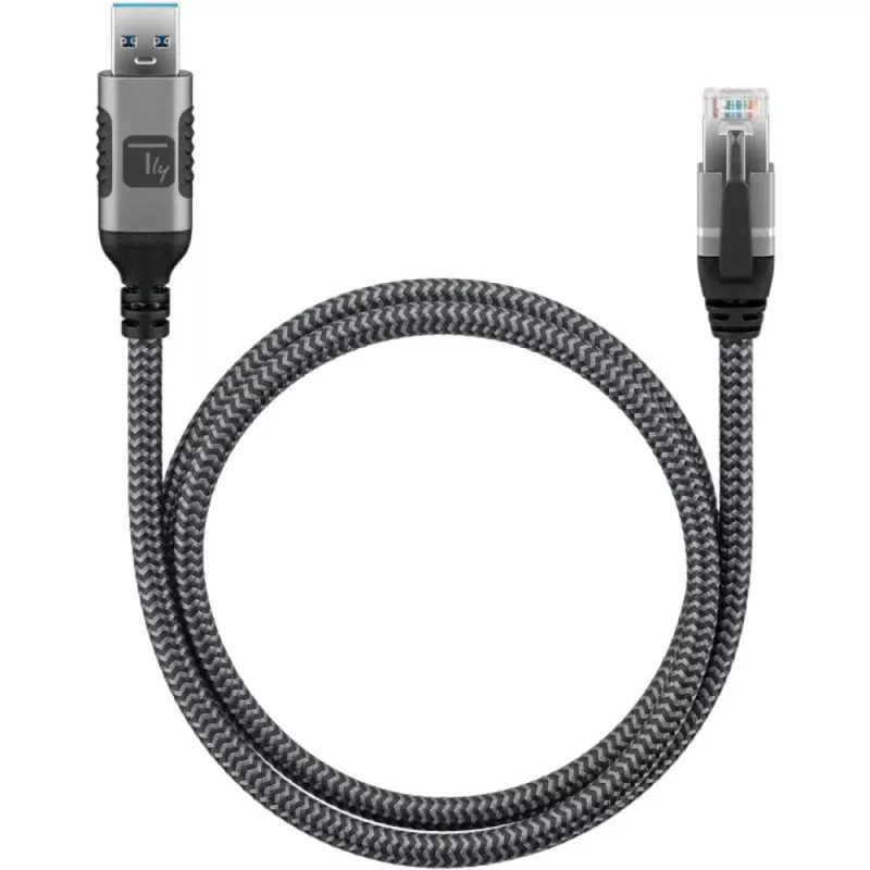 Techly ICOC U3A-RJ45-010 cabo adaptador USB-A para Gigabit Ethernet, 1 m, preto/prateado