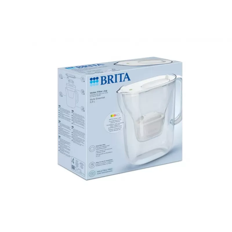 BRITA Style Essential jarro filtrante de água 2,4 l com 1 cartucho MAXTRA Pro, branco
