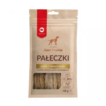 Petiscos para cães MACED Paus de peru com legumes 100 g – snack natural duro hipoalergénico para cães adultos