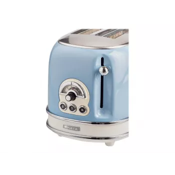 Torradeira Ariete 155 Design 2 fatias com cestos para sanduíches, 6 níveis de tostagem, 810 W, caixa em aço inoxidável, gaveta de migalhas removível, azul pastel
