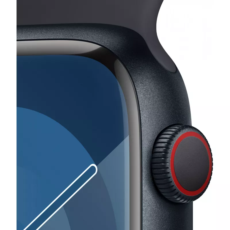 APPLE Watch Series 9 GPS + Cellular 45 mm Caixa de alumínio meia-noite com bracelete desportiva meia-noite – M/L (MRMD3QF/A)