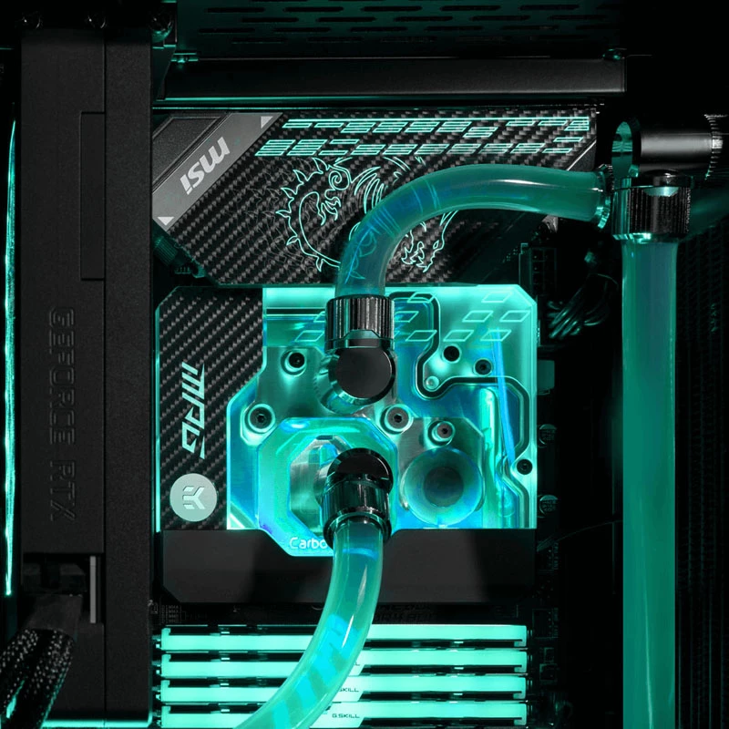 Bloco de água EK Water Blocks acrílico latão preto prateado