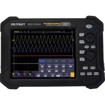 VOLTCRAFT DSO-5104H Bateria, Osciloscópio digital, Osciloscópio portátil (Scope-Meter) 100 MHz 4 canais 1 GSa/s 40 Mpts 14 Bit memória digital (DSO), dispositivo portátil (VC-11332625)