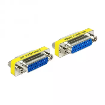 Cabo adaptador de género DELOCK Sub-D 15 (conector fêmea para conector fêmea), azul/prateado, modelo 65480