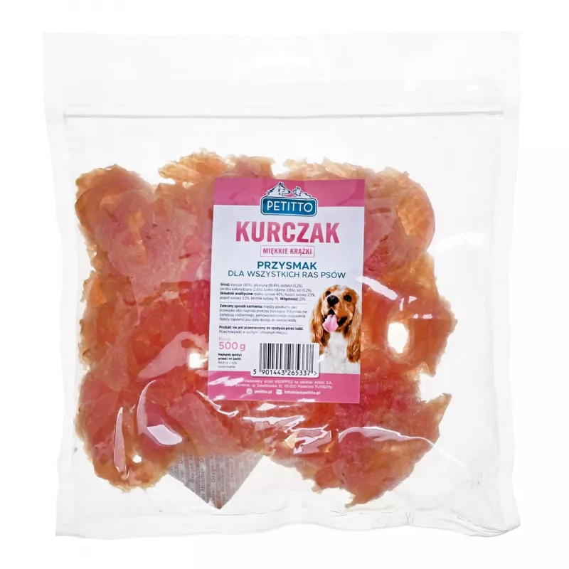 PETITTO Anéis macios de frango snack para cães, 500 g
