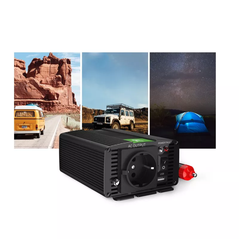 Conversor de tensão automóvel GREEN CELL 12V para 230V 150W/300W onda sinusoidal pura