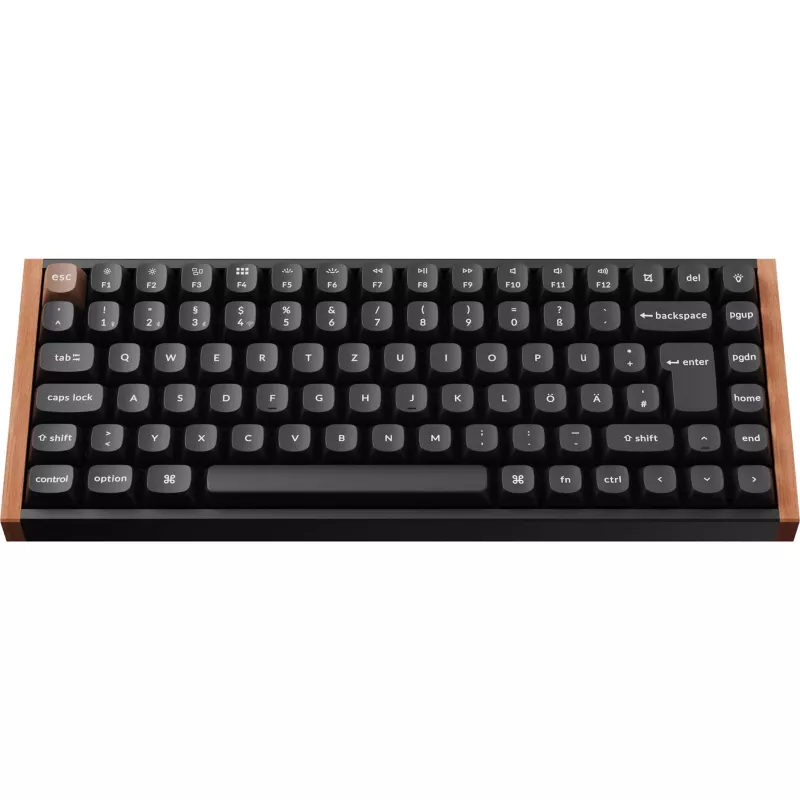 Keychron K2 HE (preto/madeira, layout DE, Gateron Double-Rail Magnetic Nebula, estrutura em alumínio)