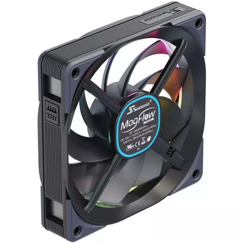 Ventoinha Seasonic MagFlow ARGB 12 cm 2000 RPM preta