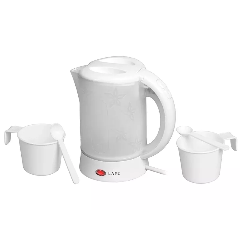 Chaleira elétrica LAFE LAFCZA45865, aço inoxidável, 0,6 L, 600 W, cinzento claro, tampa de bloqueio rebatível