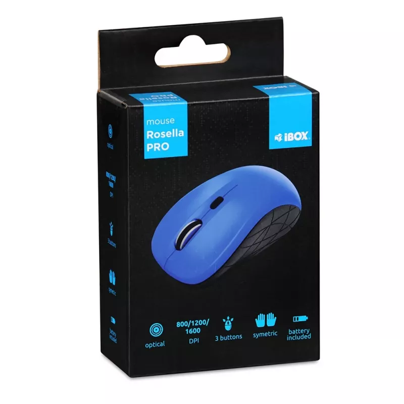 iBOX Rosella i009W IMOF009WBL rato ótico sem fios, 3 botões, 800–1600 DPI, azul