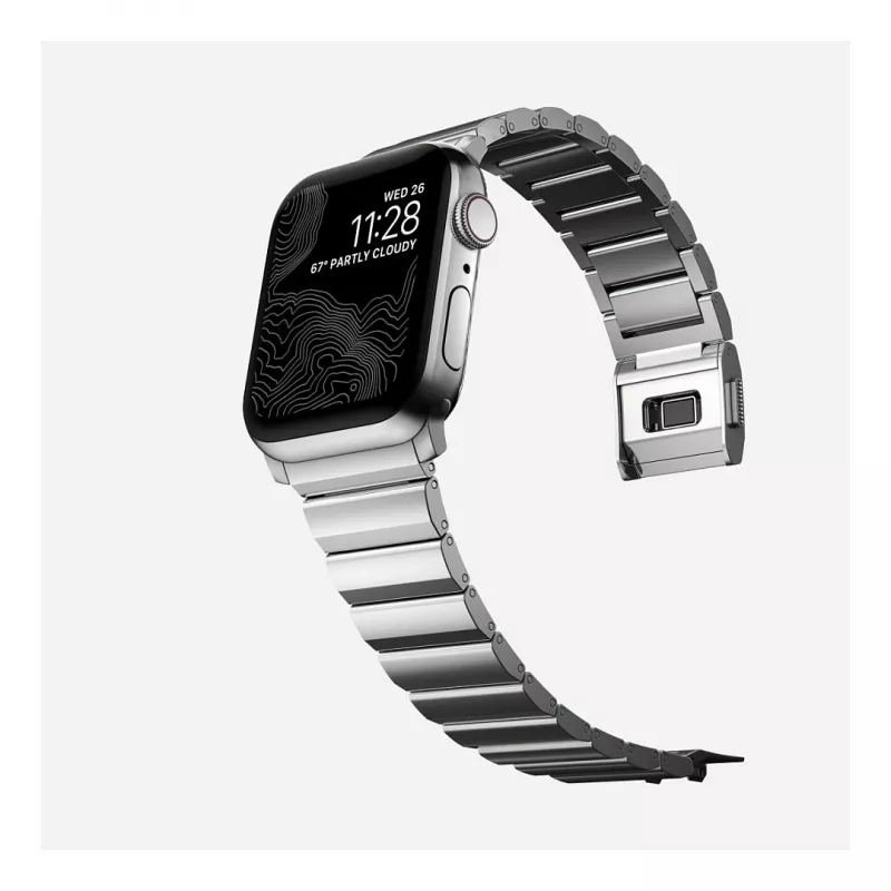 Pulseira Nomad NM1A4HSXS0 para relógio desportivo, aço inoxidável, prateada, largura 35 mm, 108,9 g