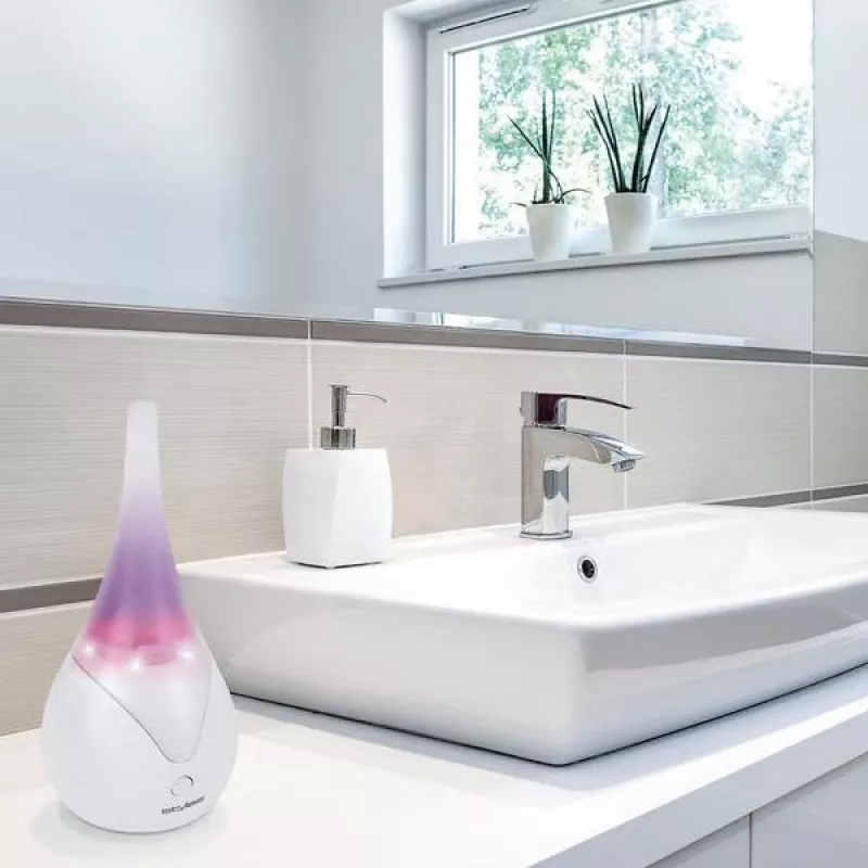 Stylies Luna COP000846 difusor de aromas ultrassónico, luz LED que muda de cor, modo noturno, desligamento automático, 100 x 100 x 234 mm, branco