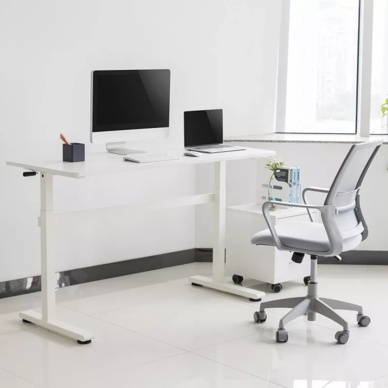 Secretária ajustável em altura manualmente Ergo Office, máx. 40 kg, altura máx. 117 cm, com tampo para trabalho de pé e sentado, ER-401 W