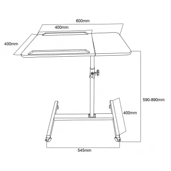 Maclean suporte móvel para secretária/portátil, branco, altura ajustável 59-89 cm, máx. 30 kg, MC-121 W