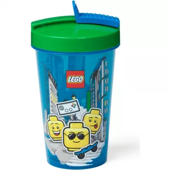Copo com palhinha Room Copenhagen LEGO Iconic Boy Azul-claro (azul/verde, 500 ml)