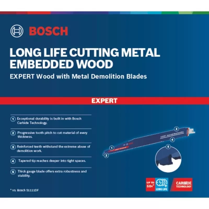 Bosch 2 608 900 402 lâmina de serra para serra de recortar/pendular/serra sabre lâmina de serra sabre metal duro 10 unid.