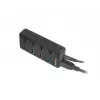 Natec Mantis 2 NHU-1557 hub USB 3.0 de 4 portas, entrada USB Type-B, interruptores ligar/desligar, adaptador de corrente, preto