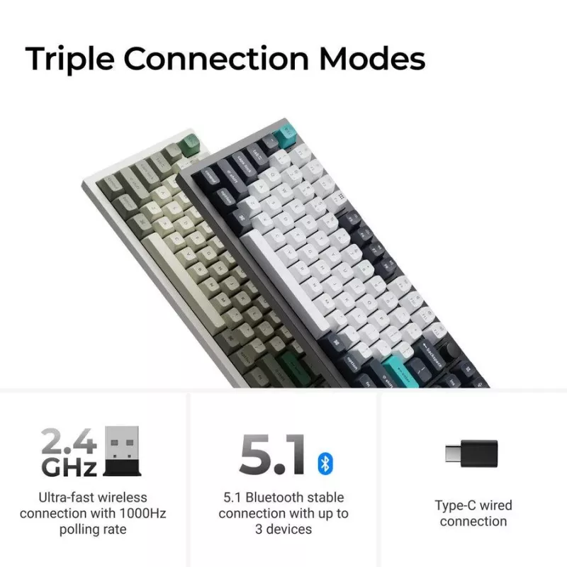 Teclado mecânico full-size Keychron Q6 Max – interruptores vermelhos, caixa branca
