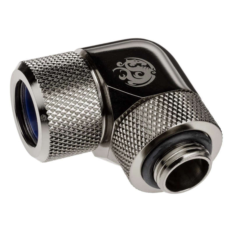 Adaptador 90° BitsPower Advanced Multi-Link G1/4 polegadas macho para tubo rígido 14 mm AD — rotativo