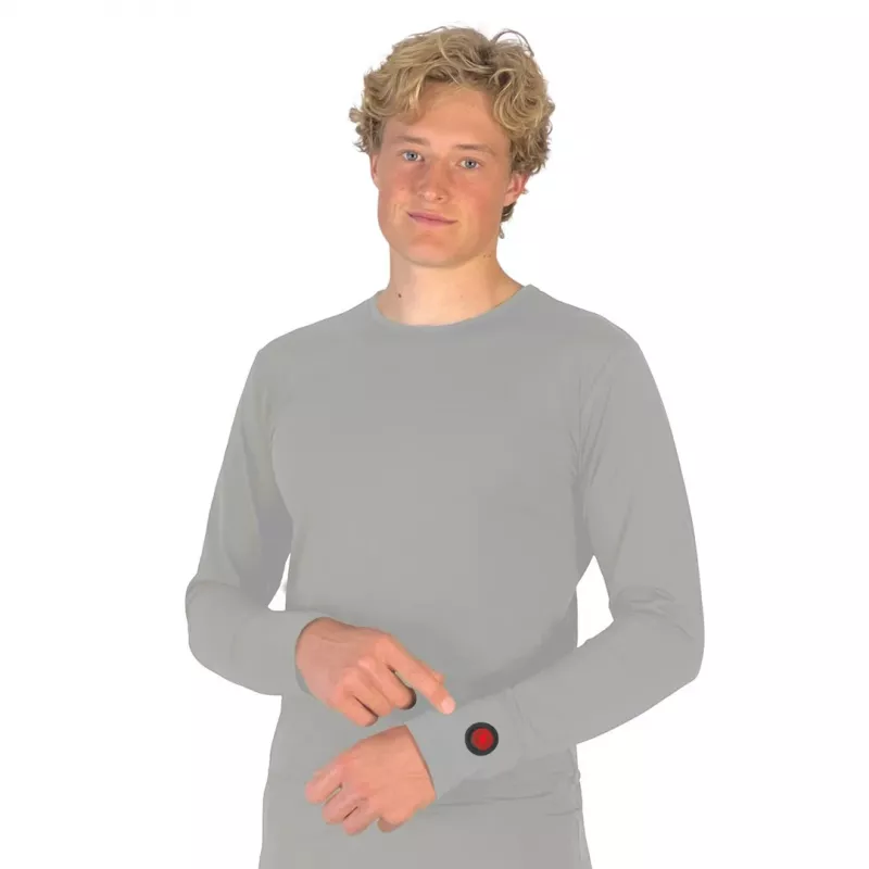 Blusa Glovii GJ1GL decote redondo manga comprida cinzento elastano poliéster