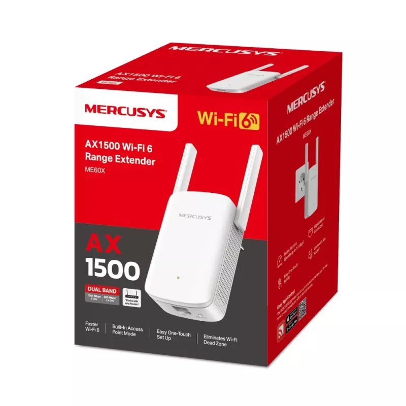 Repetidor Wi-Fi 6 AX1500 dual-band Mercusys ME60X