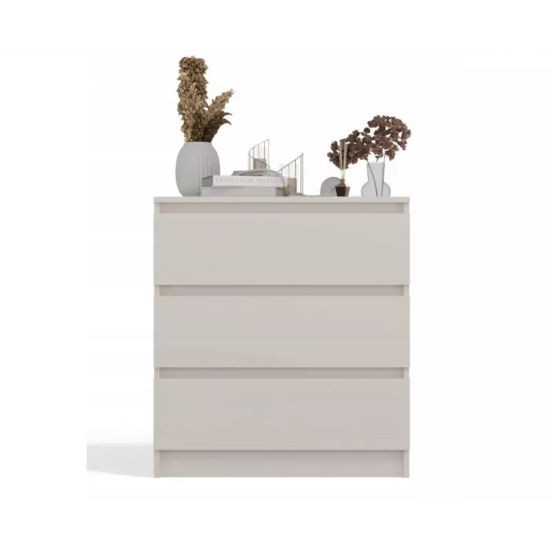 Cómoda MALWA M3 da top e shop — 3 gavetas, 700×750×400 mm, aglomerado, acabamento mate caxemira
