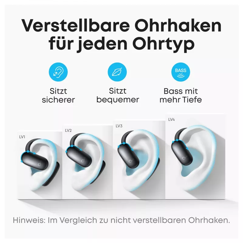 Auscultadores open-ear ANKER Soundcore AeroFit 2 AI preto 35 horas de reprodução IP55 incl. assistente de IA e tradução