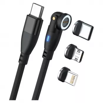Cabo USB RealPower MagneticCharge 100 1m USB-C preto