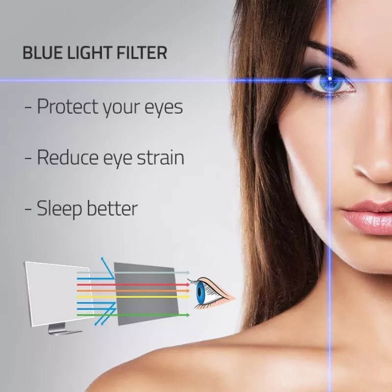 Qoltec 51049 Filtro de luz azul 27 | 16:9 | Proteção ocular | Antirreflexo