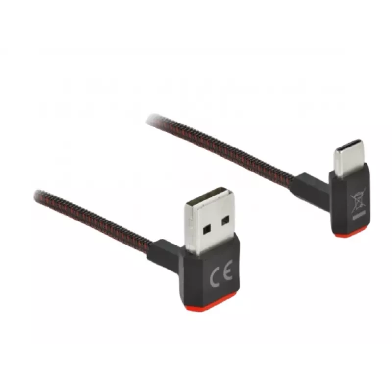 Cabo USB DeLOCK EASY-USB 2.0 Type-A macho para Type-C macho angular 0,5m preto