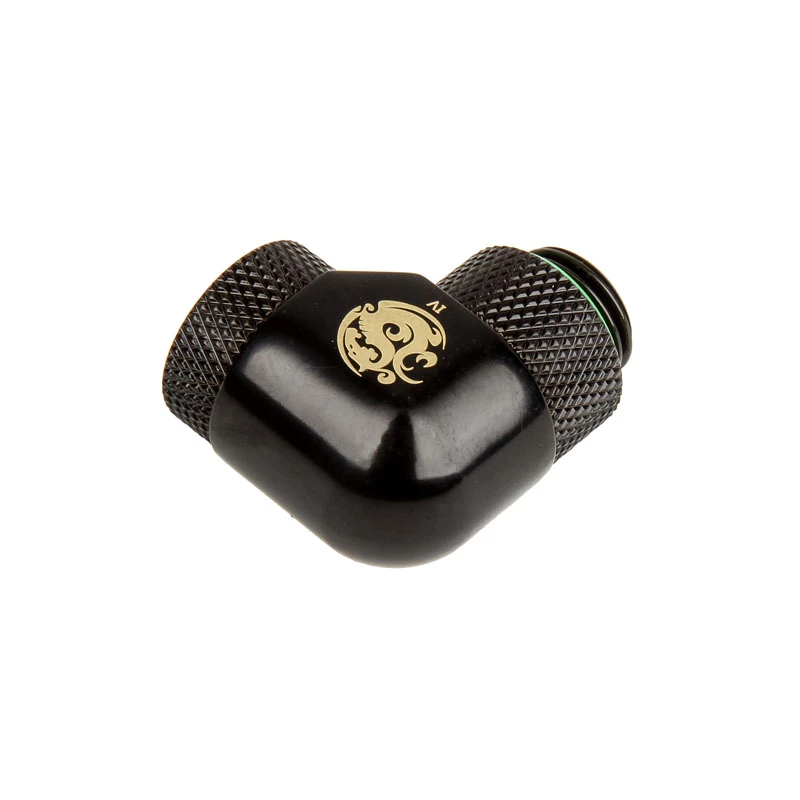 Adaptador 90° BitsPower BP-MB90R2LD G1/4 polegadas rosca macho para G1/4 polegadas rosca fêmea, 2 juntas giratórias duplas